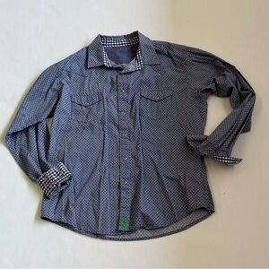 Twenty Men's Navy and Purple Patterned Shirt